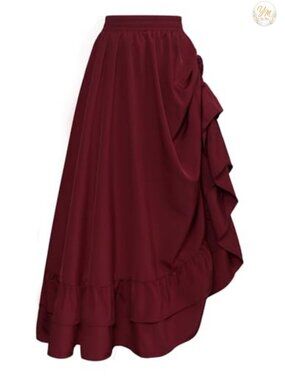 Women's Renaissance Pirate Maxi Skirt High Rise A-Line Ruffle Layered Medieval